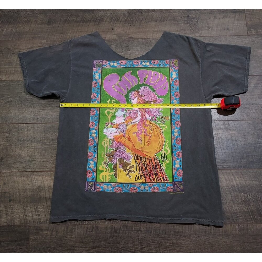 Pink Floyd Shirt XL Gray Destroyed Retro 1966 Marquee London Art Nouveau Poster - Picture 6 of 11